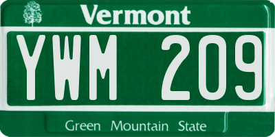 VT license plate YWM209