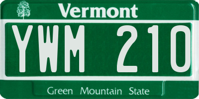 VT license plate YWM210