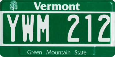 VT license plate YWM212