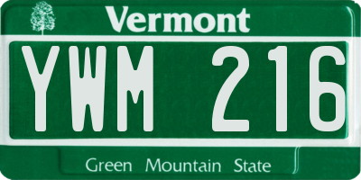 VT license plate YWM216