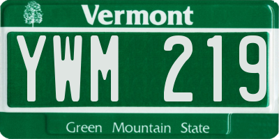 VT license plate YWM219