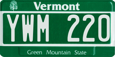 VT license plate YWM220