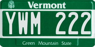 VT license plate YWM222