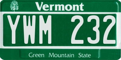 VT license plate YWM232