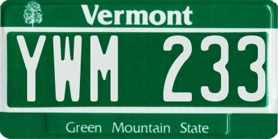 VT license plate YWM233