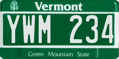 VT license plate YWM234