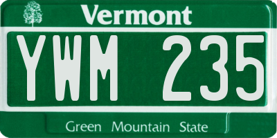 VT license plate YWM235