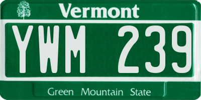 VT license plate YWM239
