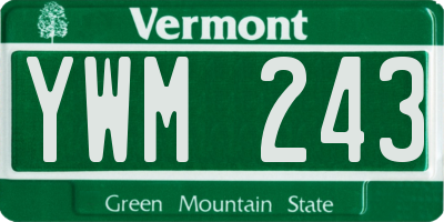 VT license plate YWM243
