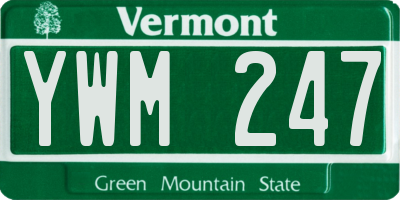 VT license plate YWM247