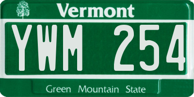 VT license plate YWM254