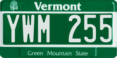 VT license plate YWM255