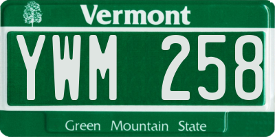 VT license plate YWM258