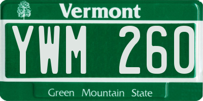 VT license plate YWM260