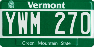VT license plate YWM270