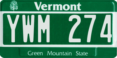 VT license plate YWM274