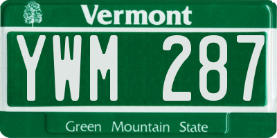 VT license plate YWM287