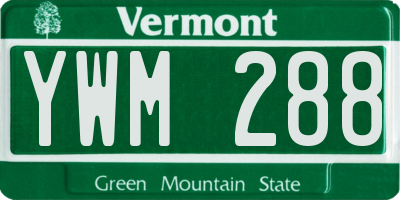 VT license plate YWM288