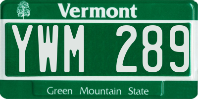 VT license plate YWM289