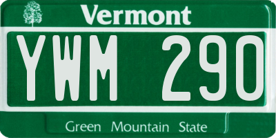 VT license plate YWM290