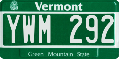 VT license plate YWM292