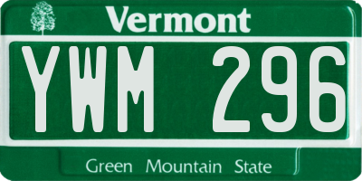 VT license plate YWM296