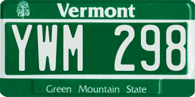 VT license plate YWM298