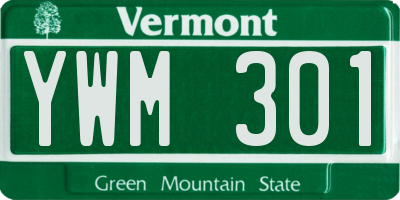 VT license plate YWM301