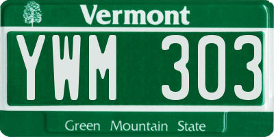 VT license plate YWM303