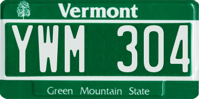 VT license plate YWM304