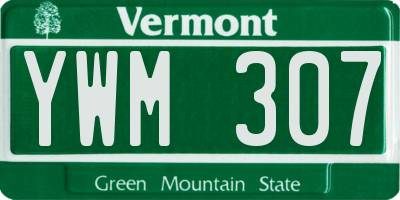 VT license plate YWM307
