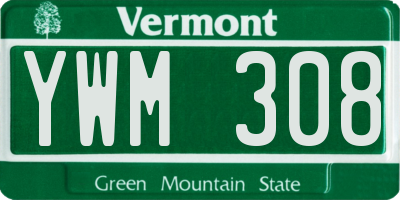 VT license plate YWM308