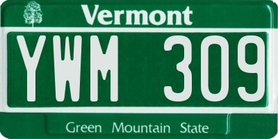 VT license plate YWM309