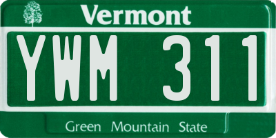 VT license plate YWM311