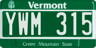 VT license plate YWM315