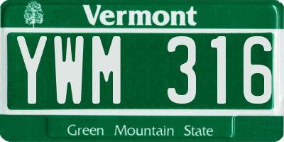 VT license plate YWM316