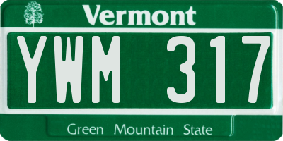 VT license plate YWM317