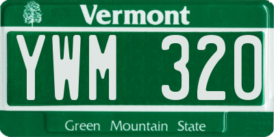 VT license plate YWM320