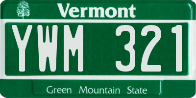 VT license plate YWM321