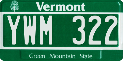 VT license plate YWM322