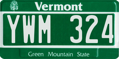 VT license plate YWM324