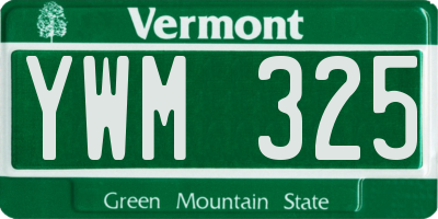 VT license plate YWM325