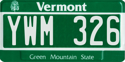 VT license plate YWM326