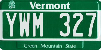 VT license plate YWM327