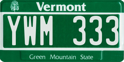 VT license plate YWM333