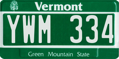 VT license plate YWM334