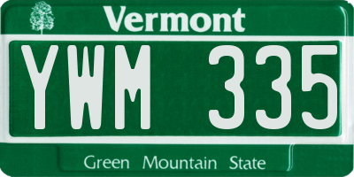 VT license plate YWM335