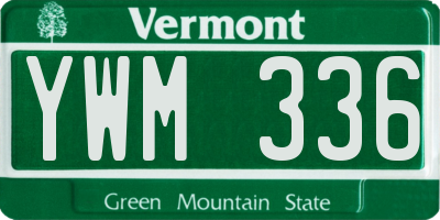 VT license plate YWM336
