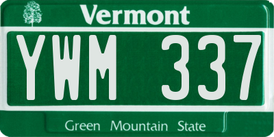 VT license plate YWM337