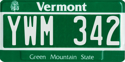 VT license plate YWM342